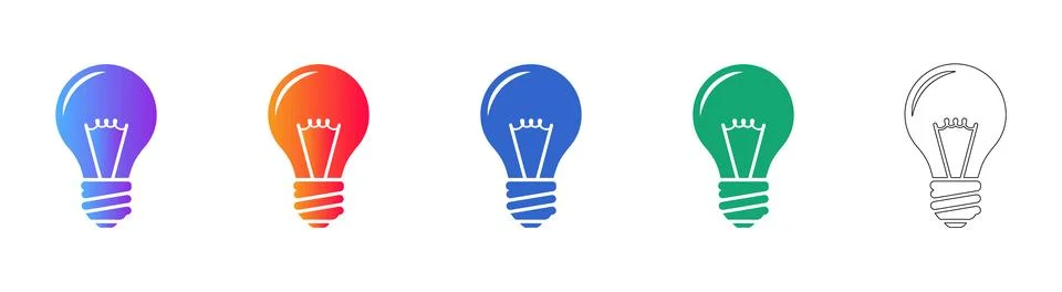 Light Bulb Innovation Icon Set Stock Illustration
