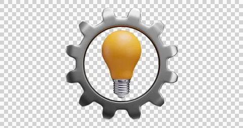 Light bulb inside the gear. Ideas brainstorm solution invention. Illustrazione stock