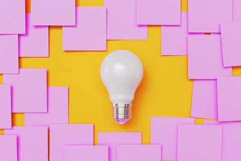 Light bulb inspiration and creative idea concept on yellow background Stock Photos