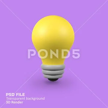Light bulb isolated 3d render icon illustration PSD Template