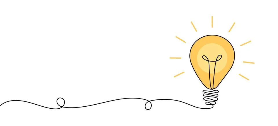 Light bulb isolated on white light bulb one line outline vector art illustrat Stock Illustration