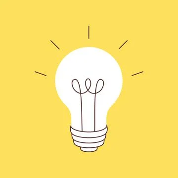 Light bulb. Isolated on yellow background. New, creative or innovation idea Stock Illustration