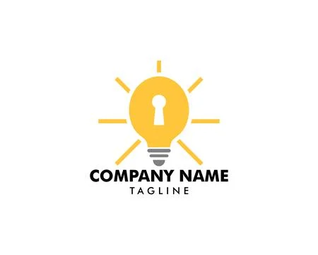 Light Bulb with Keyhole Icon Logo Vector Symbol Stock Illustration