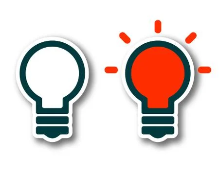 On Off light bulb lamp with shadow isolated on white background Illustrazione stock