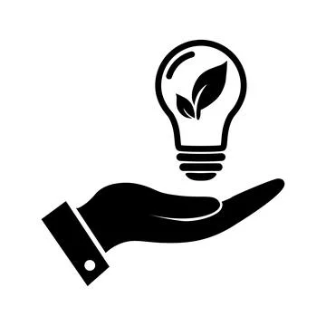Light bulb with leaf in hand icon Ecology ightbulb Stock Illustration