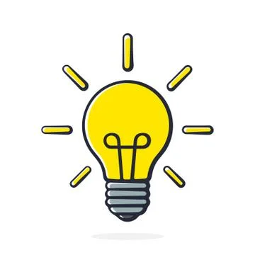Light bulb with light beams in pop art style Stock Illustration