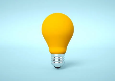 Light bulb light bulb idea icon concept top view on blue background. 3d ren.. Stock Illustration