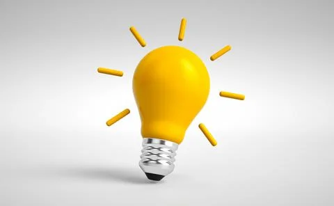 Light bulb light bulb idea icon concept top view on white background. 3d re.. Stock Illustration