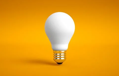 Light bulb light bulb idea icon concept top view on orange background. 3d r.. Stock Photos