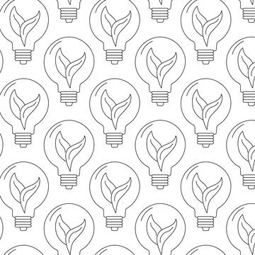 Light bulb light eco zero wast leaves Stock Illustration