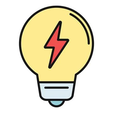 Light bulb with lightning bolt representing idea and energy Stock Illustration