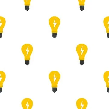 Light bulb with lightning inside pattern flat Illustrazione stock