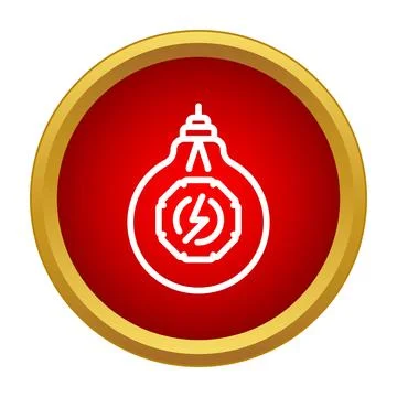 Light bulb with lightning symbol inside red circle Stock Illustration