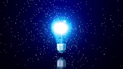 Light Bulb lights up with dot particle effect Video stock 279781946