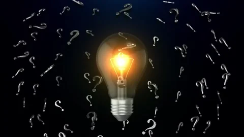 Light bulb lights up with question mark symbol effect 스톡 동영상 279952173
