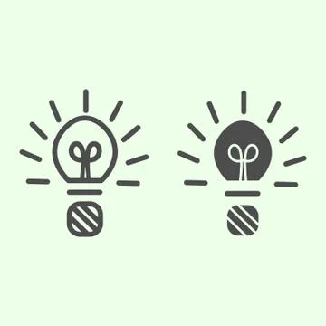 Light bulb line and solid icon. Studying and innovation lamp sign outline style Stock Illustration