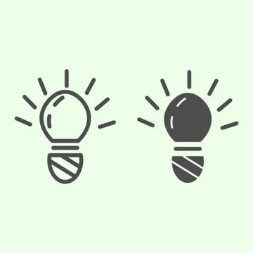 Light bulb line and solid icon. Innovation electric lamp with glowing outline Stock Illustration
