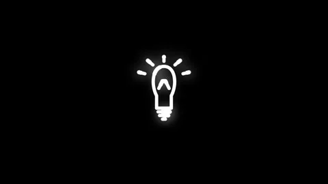 Light Bulb Line Icon Animation Loop Black Background Stock Footage 337871151