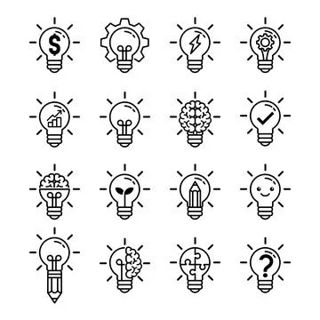 Light bulb line icon set Stock-Illustration