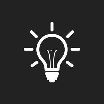 Light bulb line icon vector on black background. Idea sign, solution, thinkin Stock Illustration