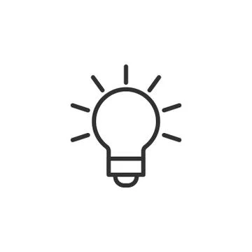 Light Bulb line icon vector, isolated on white background. Idea sign, solution Stock Illustration