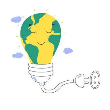 Light bulb line icon vector. Planet earth. Stock Illustration