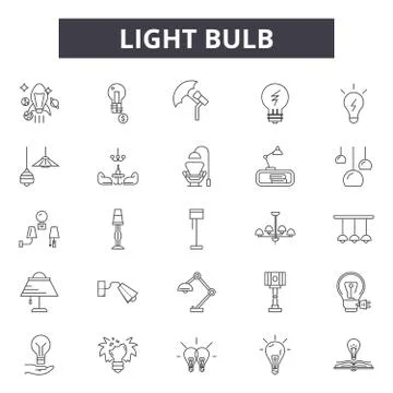 Light bulb line icons for web and mobile design. Editable stroke signs. Light Stock Illustration