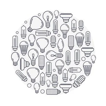 Light bulb line idea icon set. Outline lamp bulb simple pictogram infographic Stockillustratie