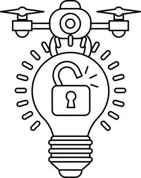 A light bulb with a lock on it Stock Illustration