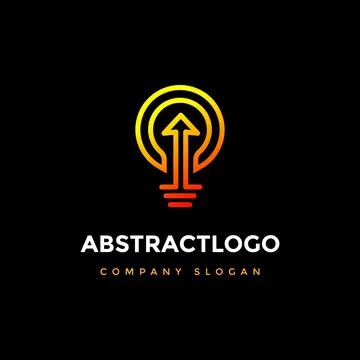 Light bulb logo with arrow icon in trendy style. light Symbol logotype Illustrazione stock