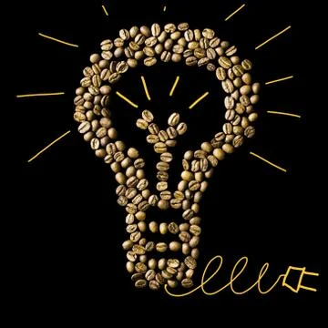 A light bulb made from coffee beans. Concept Stock Photos