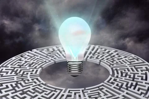 Light bulb with maze graphic Stock Illustration