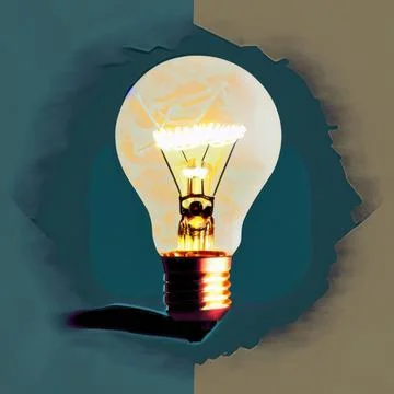 Light bulb on as a metaphor for a new idea Art collage Stock Illustration