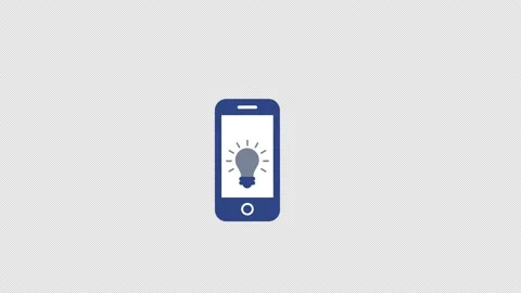 Light bulb on mobile icon motion graphics animation with alpha channel, trans Stock-Footage 206763731