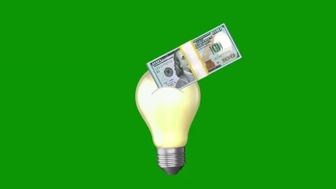Light bulb money coming out sticking green screen animated chromakey background 库存影片 314063630