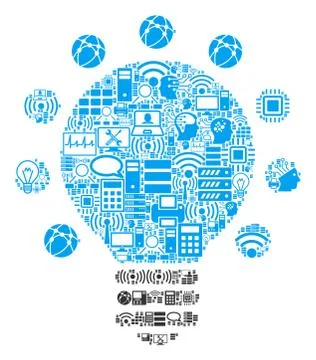 Light Bulb Mosaic Icon for BigData and Computing Ilustração Stock