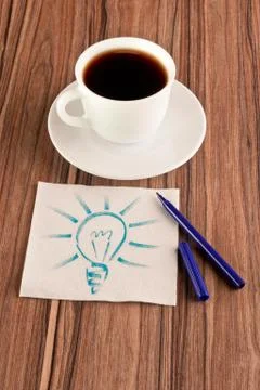 Light bulb on a napkin Stock-Fotos