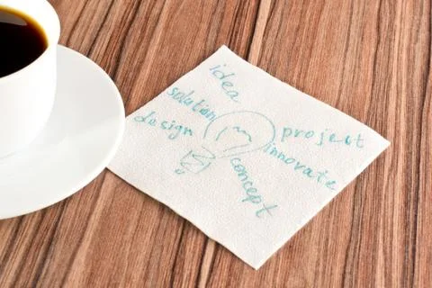 Light bulb on a napkin Stock Photos