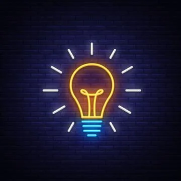 Light Bulb neon sign vector. Light Bulb Design template neon icon, light banner Stock Illustration