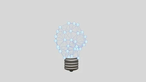 Light bulb with network of points. New idea in a light bulb Stock Footage 225055737