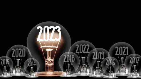 Light bulb with New Year 2023 Video stock 178940922
