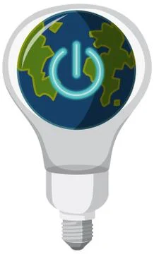 Light bulb objects Earth Hour theme isolated on white background Stock Illustration