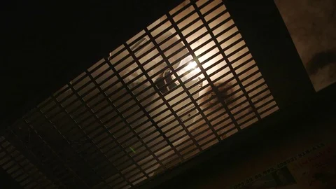 Light bulb in an old elevator Stock Footage 71464050