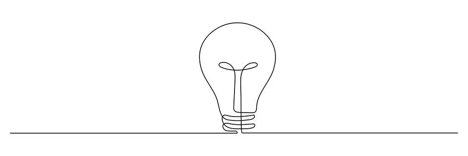 Light bulb one continuous line drawing. Stock Illustration