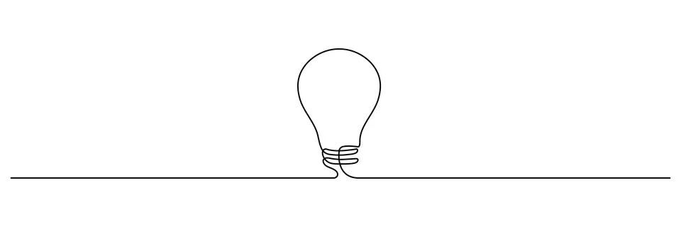 Light bulb one continuous line drawing. Stock Illustration