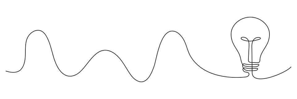 Light bulb one continuous line drawing. Stock Illustration