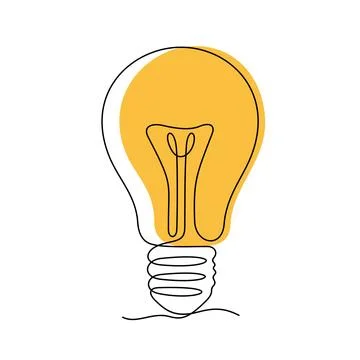 Light bulb one line colourful vector illustration Stock Illustration