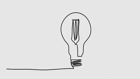 Light bulb, one line drawing animation. Video clip with alpha channel. Video stock 257178229