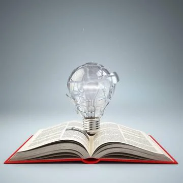 Light bulb on open book. Idea or creativity concept. Education. Light bulb... Stock Photos