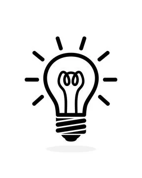 Light bulb outline icon. Vector logo bulb isolated on white background Stock Illustration